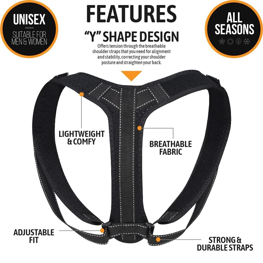 Medical Adjustable Back Posture Corrector Clavicle Spine Shoulder Lumbar Brace !