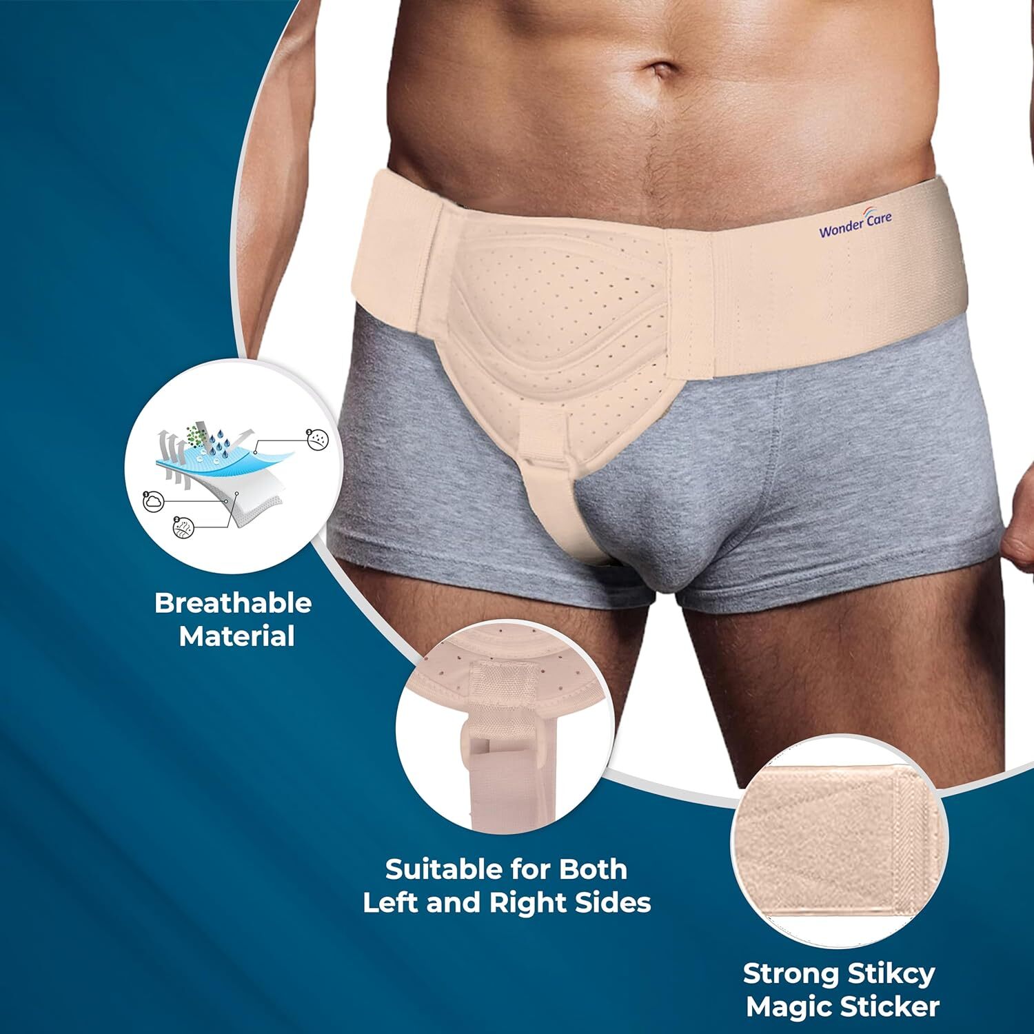 Inguinal Hernia Support Belt Double Truss Pads Special Foam Adjustable Elastic