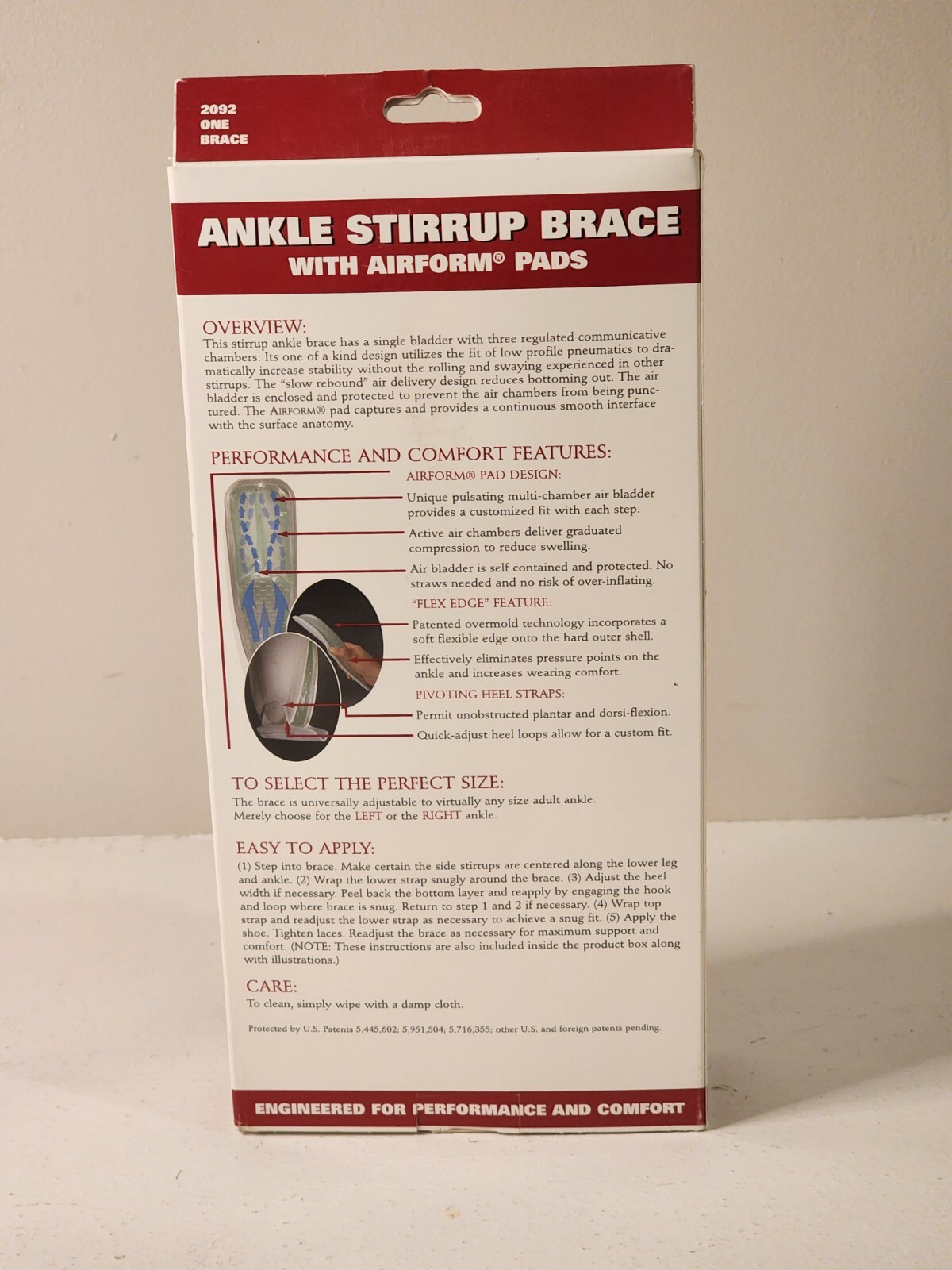 Left Adult Adjustable Ankle Stirrup Brace With Airform Pads