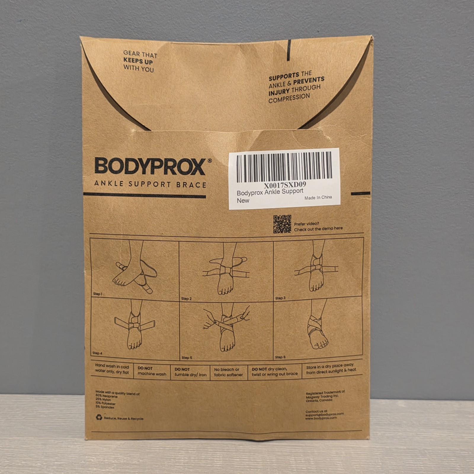 Bodyprox Ankle Support Brace Wrap, Breathable Neoprene Sleeve, Plantar Fasciitis