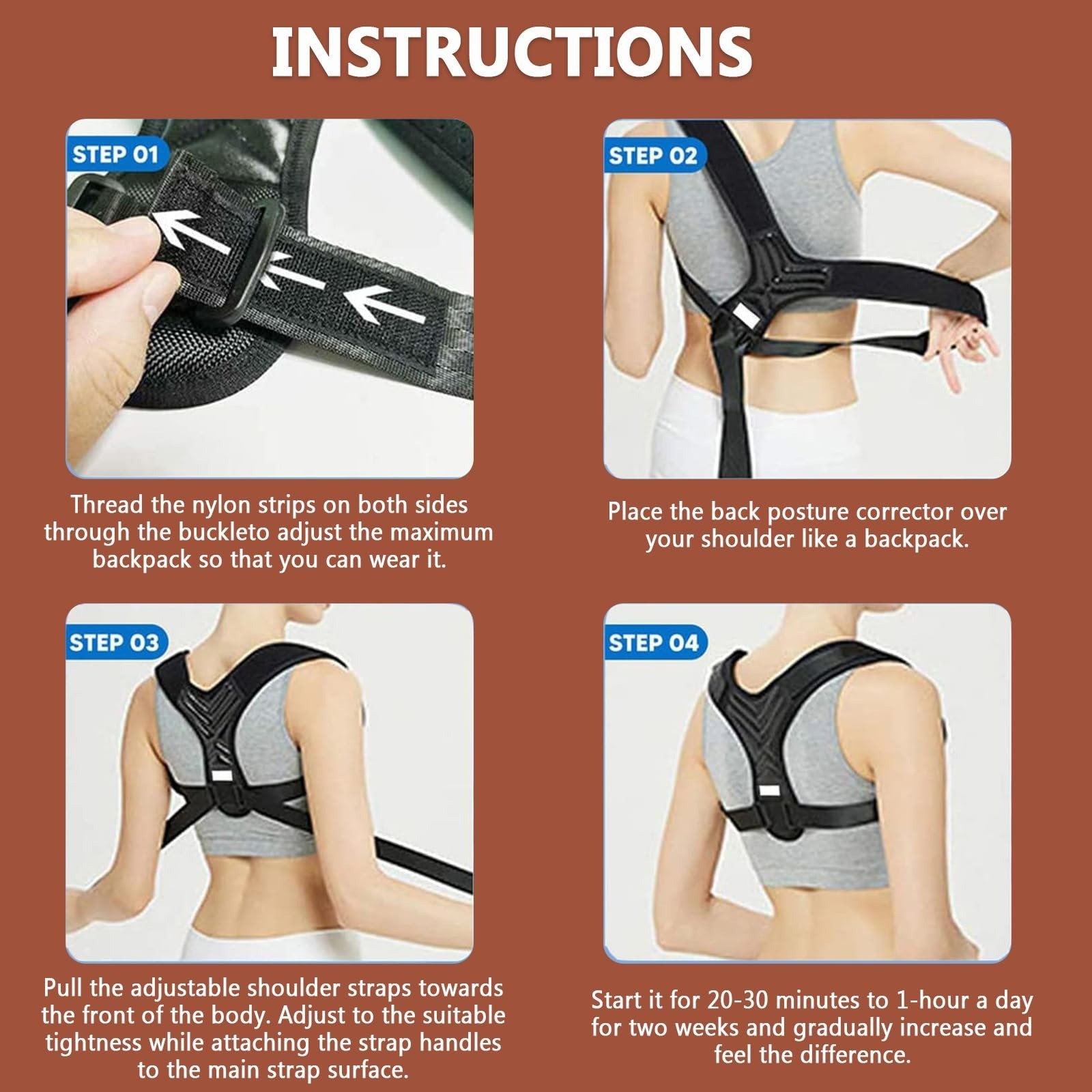 Posture Corrector for Women & Men, Adjustable Back Support Brace