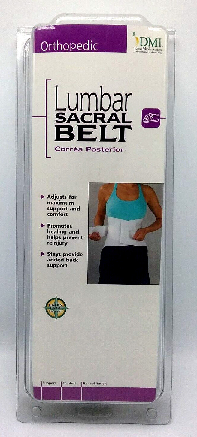 DMI Lumbar Sacral Support Belt 10″ Fits XL 42″-48″ Waist White USA 2005