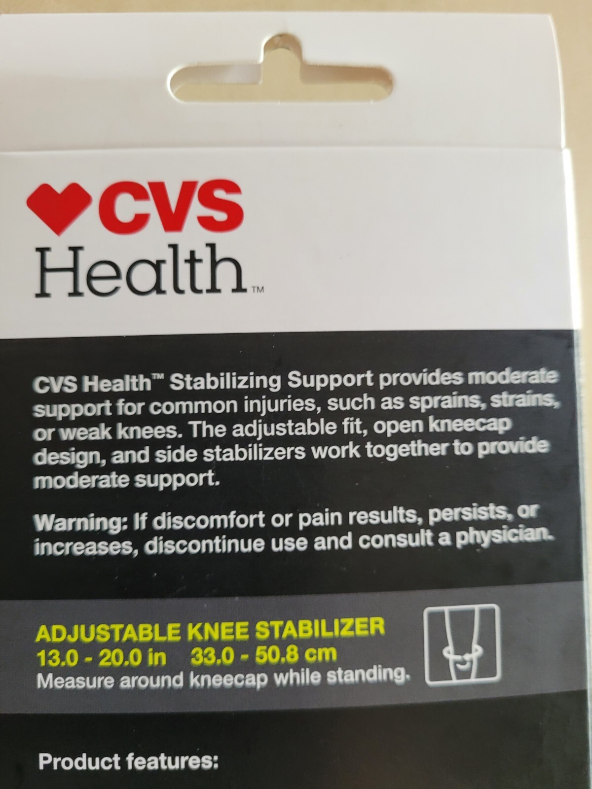 CVS Health Moderate Support 3 Adjustable Straps Knee Stabilizer One Size Grey
