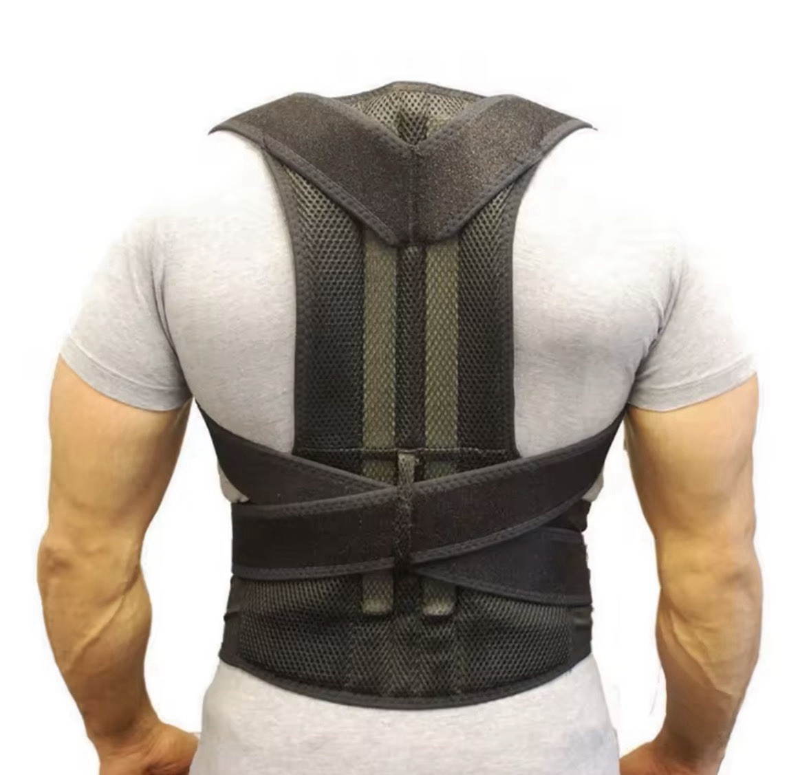 Adjustable Back Posture Corrector Brace NY-48 Neoprene Mesh Black Adult Unisex