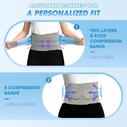 Back Support Belt, Adjustable Lower Back Brace,XL | 5 Removable X-Large Blue