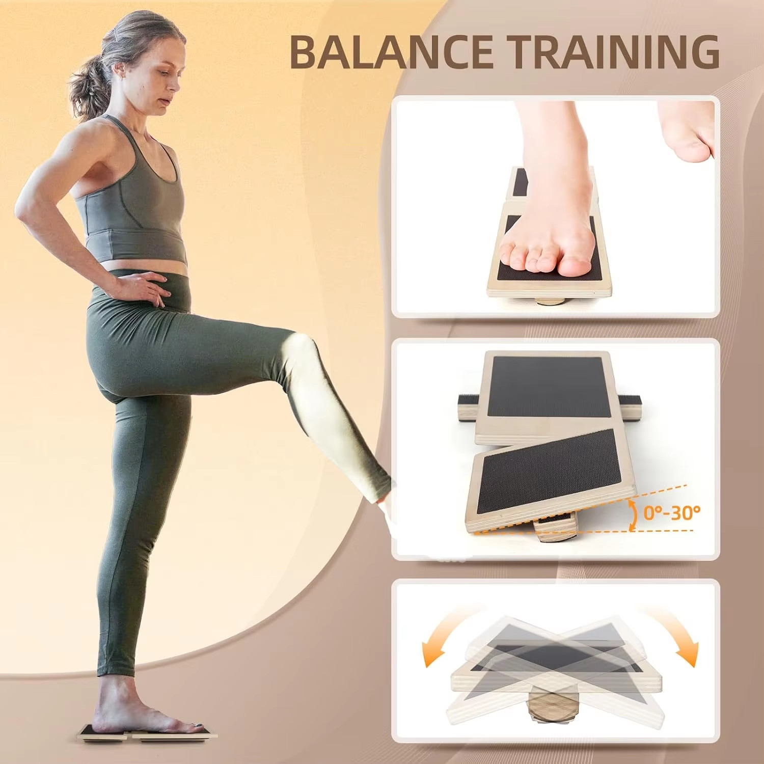 Ankle Strengthening Balance Board for Rehabilitation and Stability Training, Bla