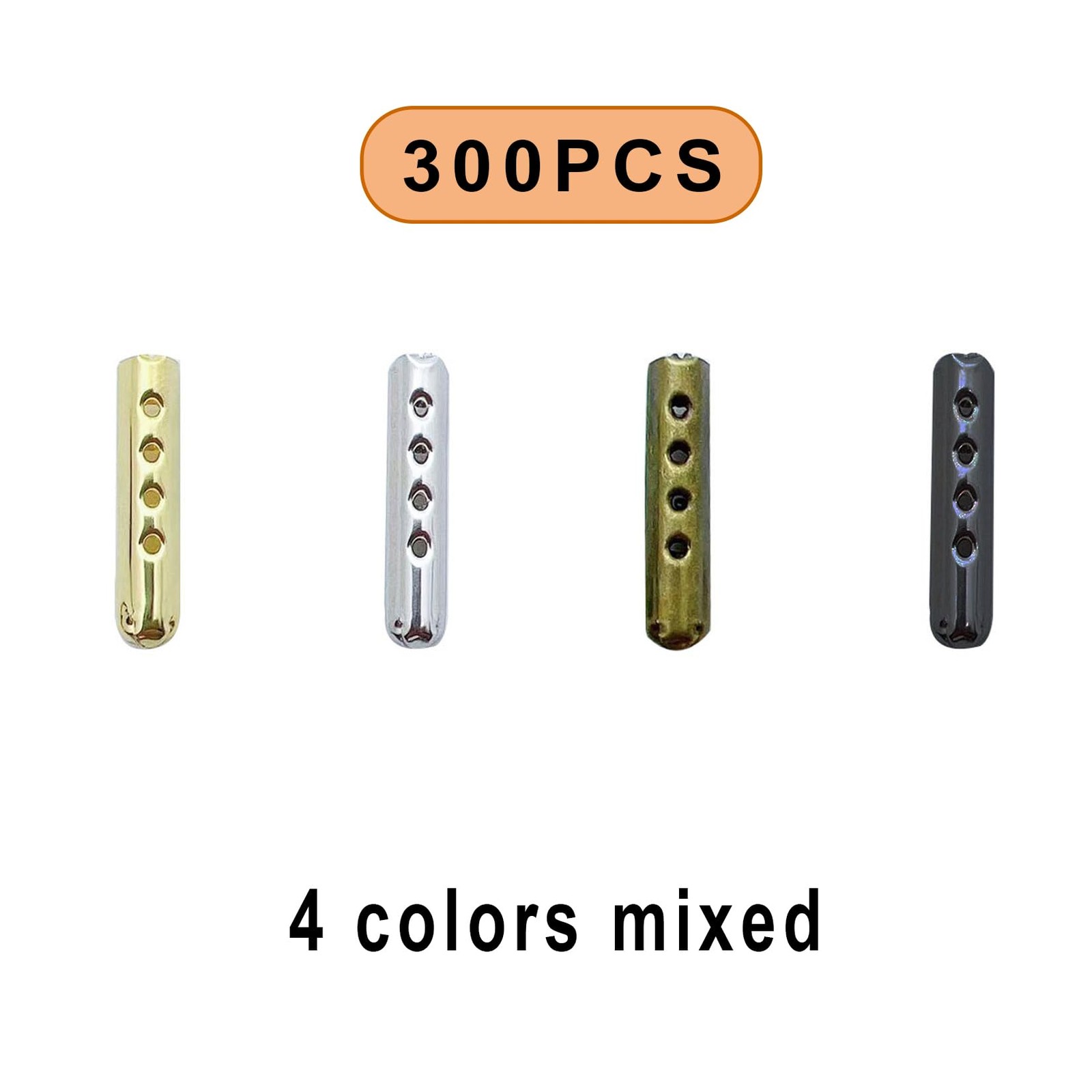 Metal Aglets 3 Holes Shoelaces Repair Tips Replacement 300 PCS 4 * 23 mm 4