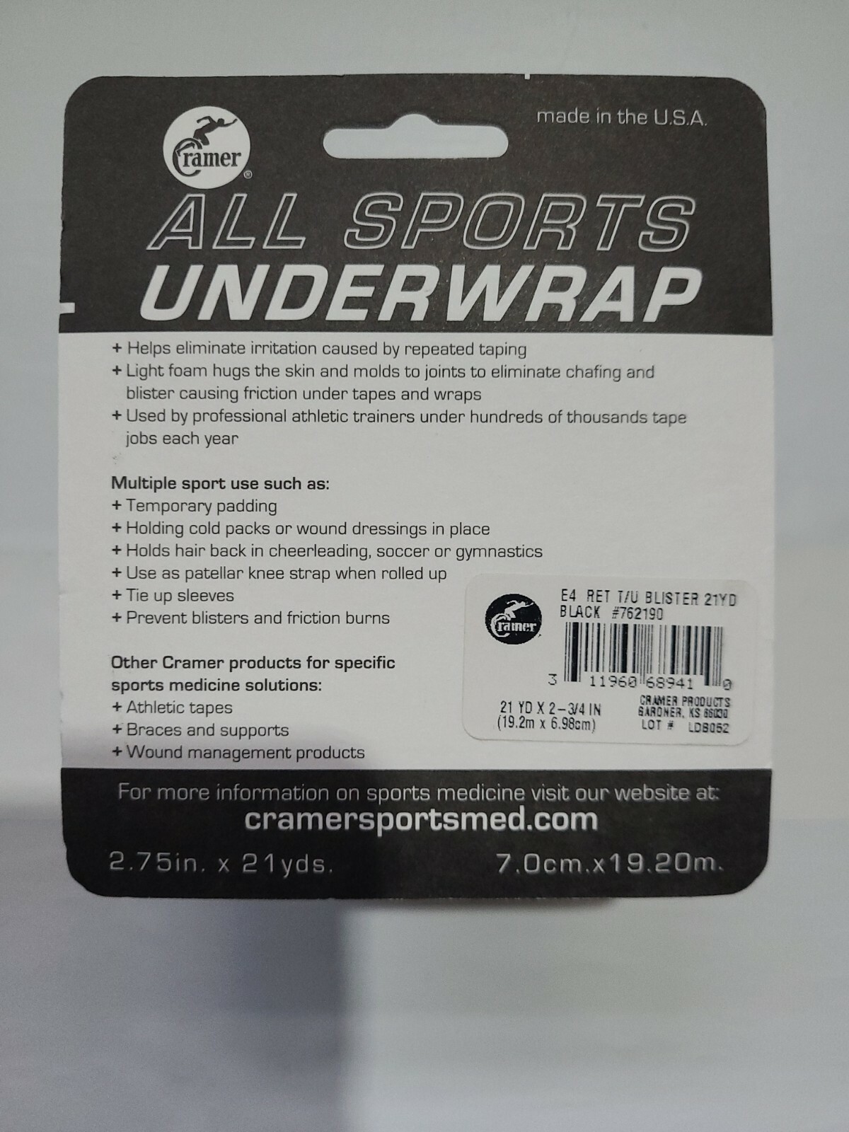 Cramer All Sports Underwrap Black