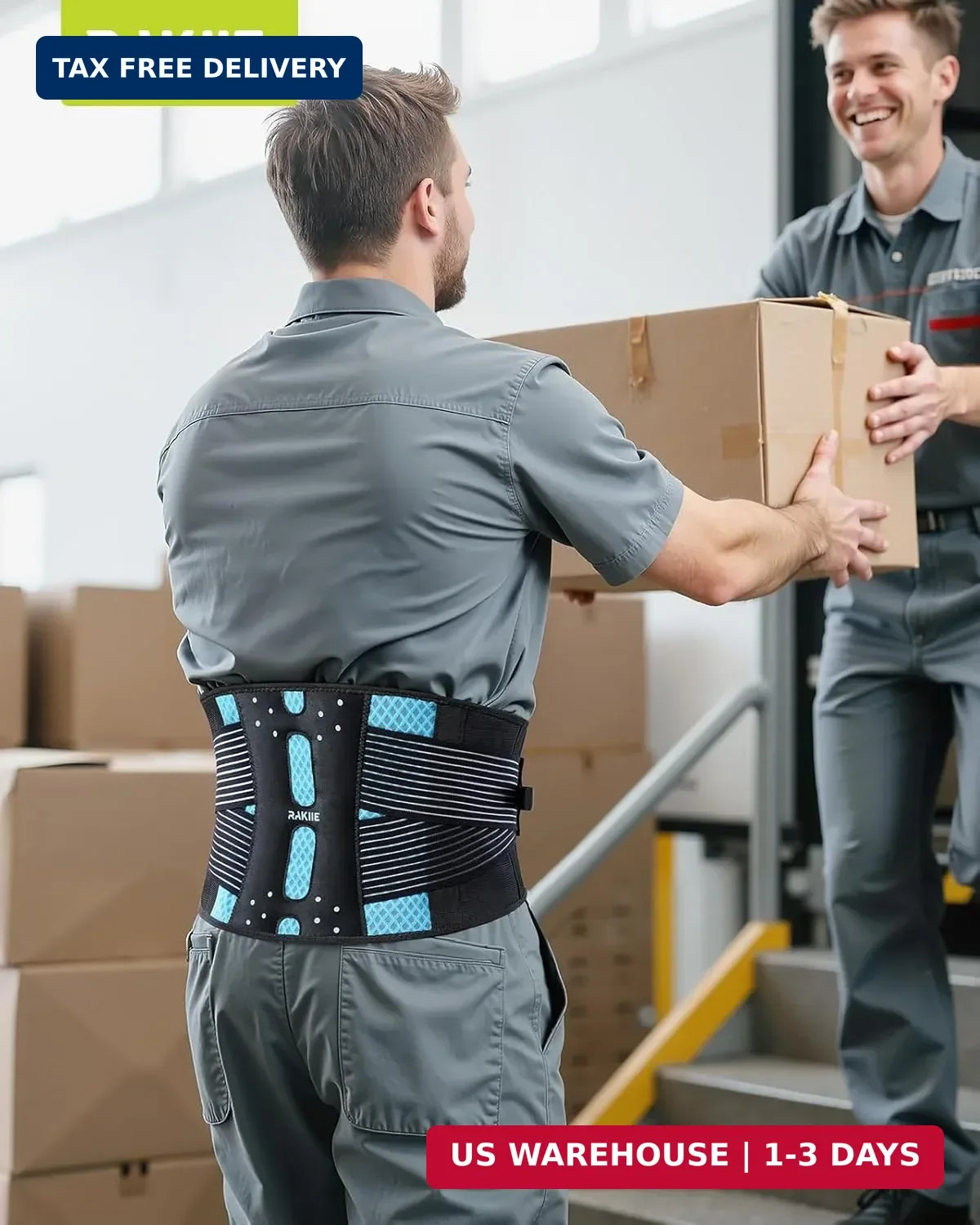 Rakiie Slim Back Brace for Lower Back Pain Relief, Lightweight & Breathable Back