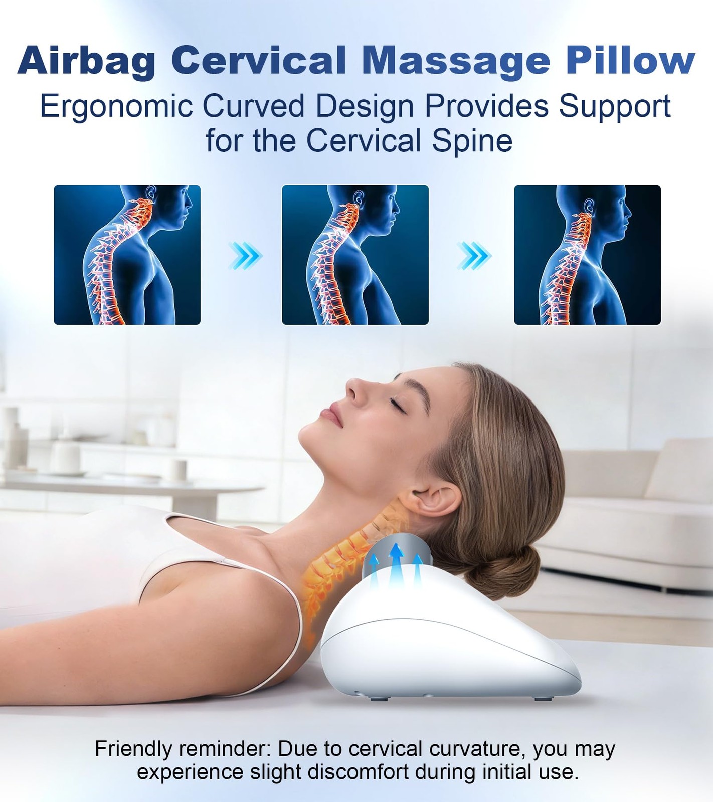 Heated Neck Stretcher Cervical Traction Therapy Pillow Hump Corrector