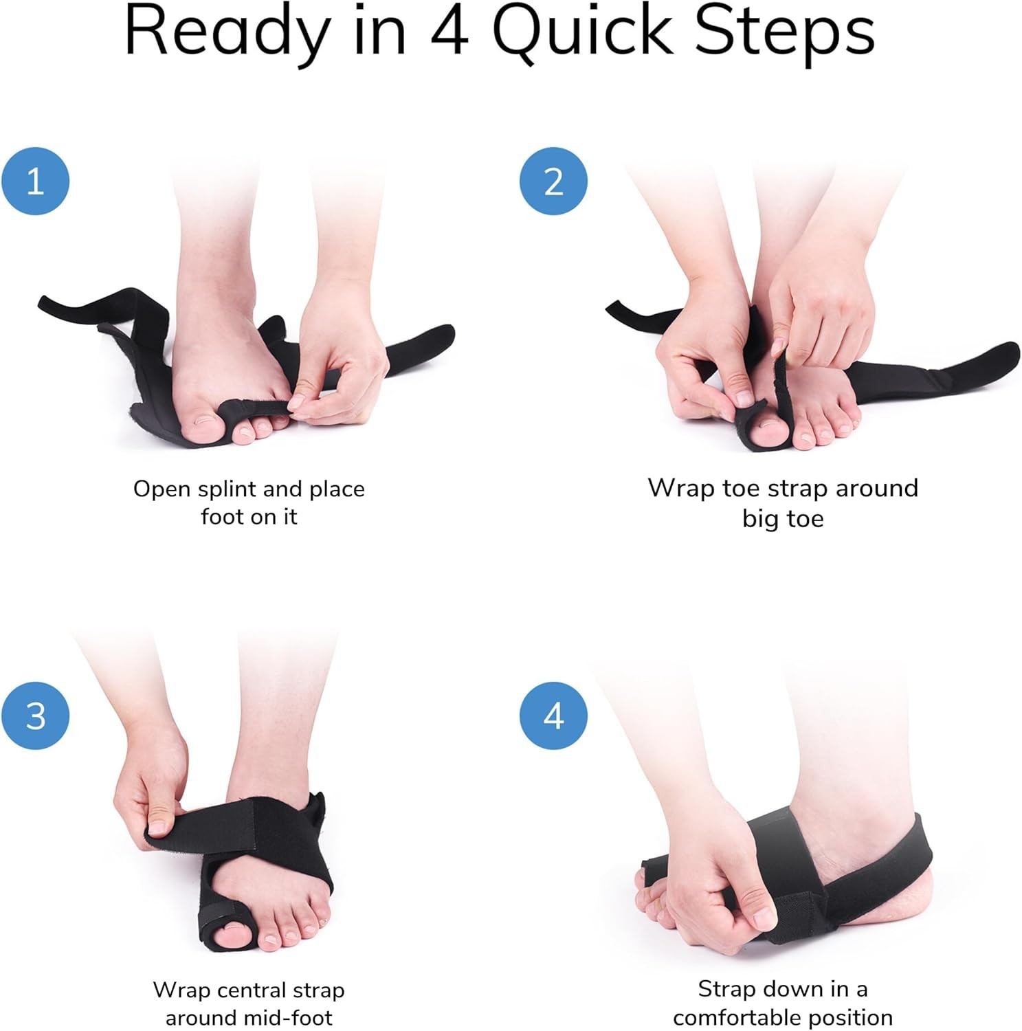 Fittest Pro Bunion Corrector (2pcs) FSA or HSA Eligible, Orthopedic Black