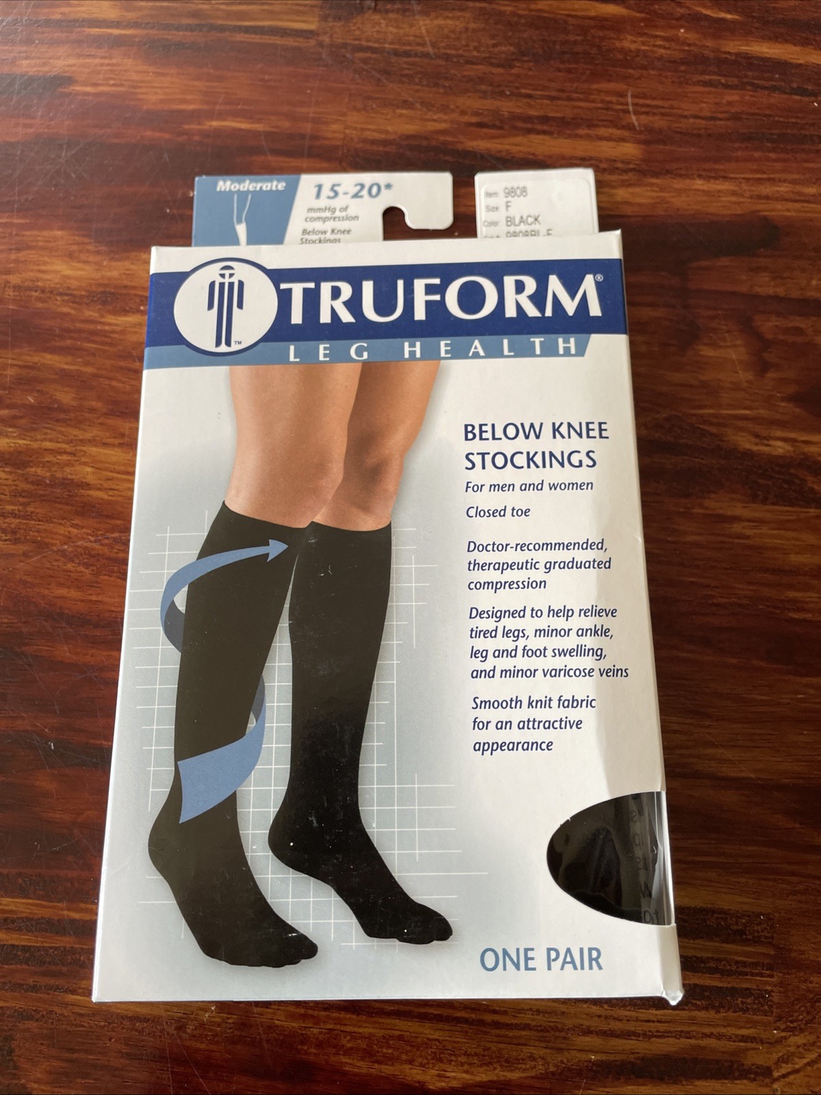 COMPRESSION STOCKINGS TRUFORM LEG HEALTH BELOW KNEE Moderate 15-20 mmHg SZ F