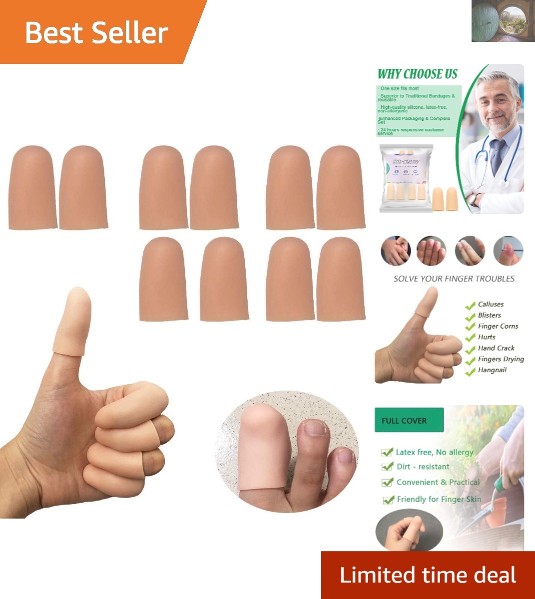 10-Piece Silicone Gel Finger Protectors – Instant Relief from Pain & Irritation