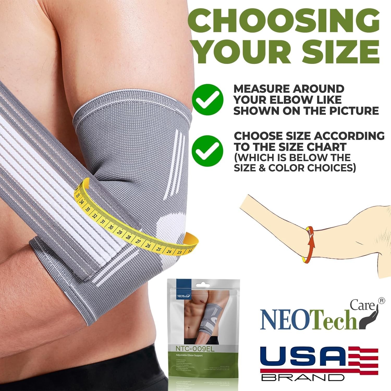 Elbow Support Brace Gray, Size S, 1 Unit