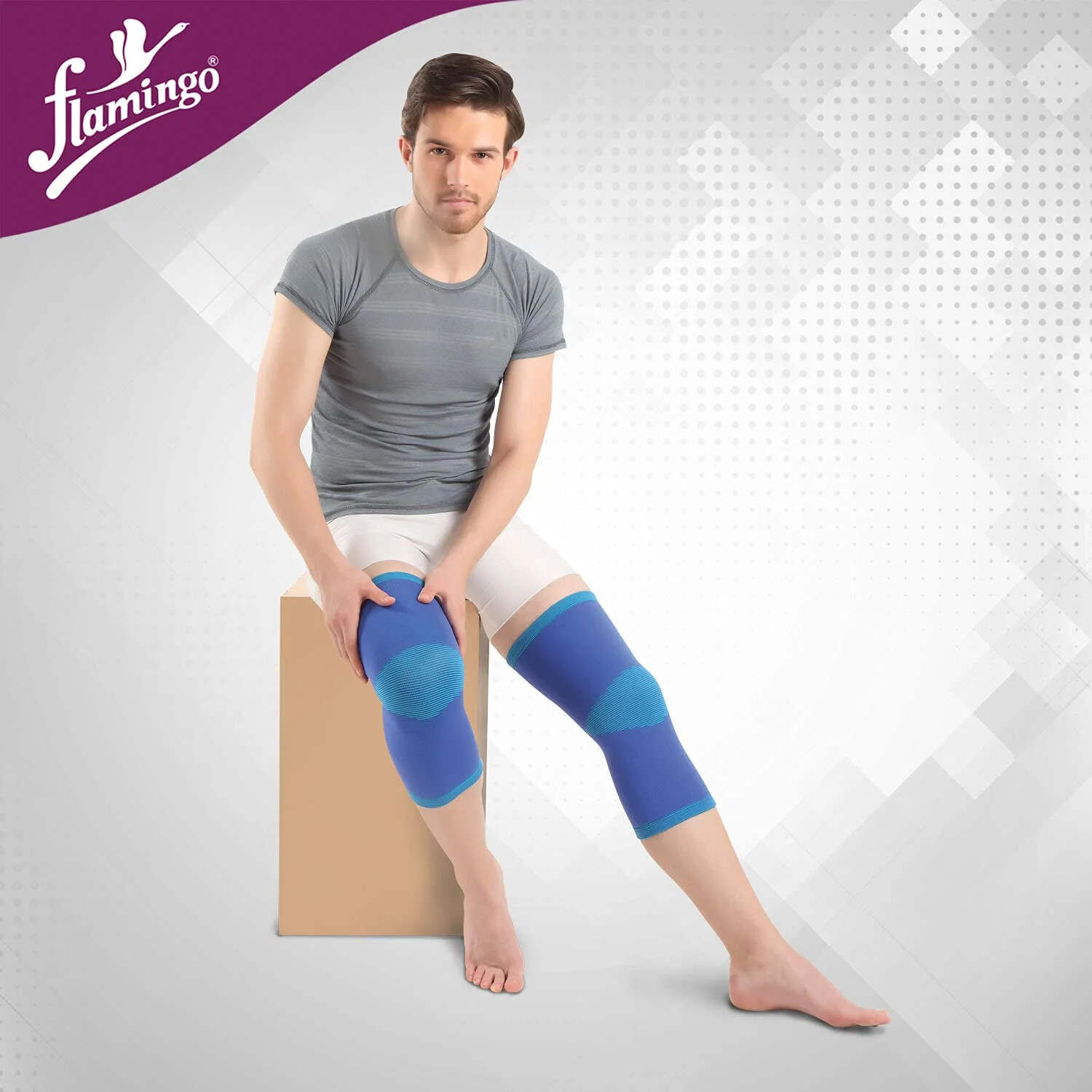 Flamingo Premium Knee Cap , 4-Way Stretch Brace, Arthritis Relief, Blue, Unisex