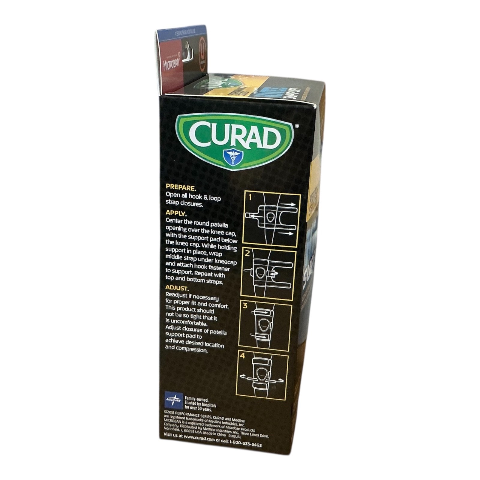 CURAD Performance Series Knee Support Adjustable Universal Patella Pad Microban
