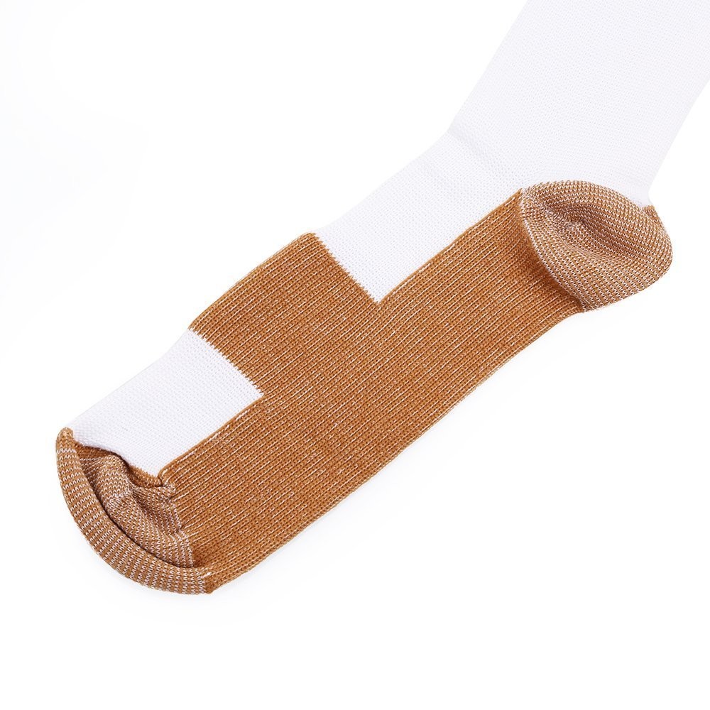 Bcurb Graduated Compression Socks (3 Pair) Calf High Men XX-Large, White/Gold