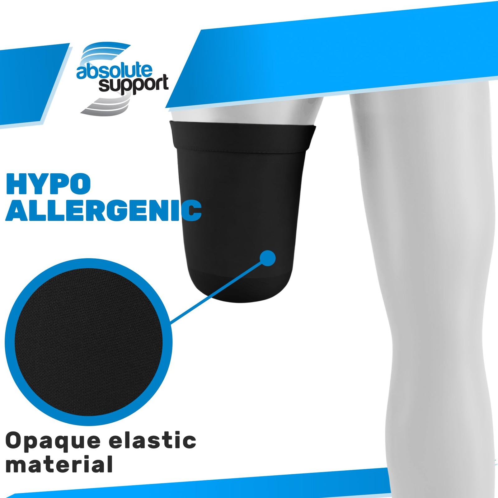 ABSOLUTE SUPPORT Above Knee Stump Shrinker, Amputee Compression Medium, Black