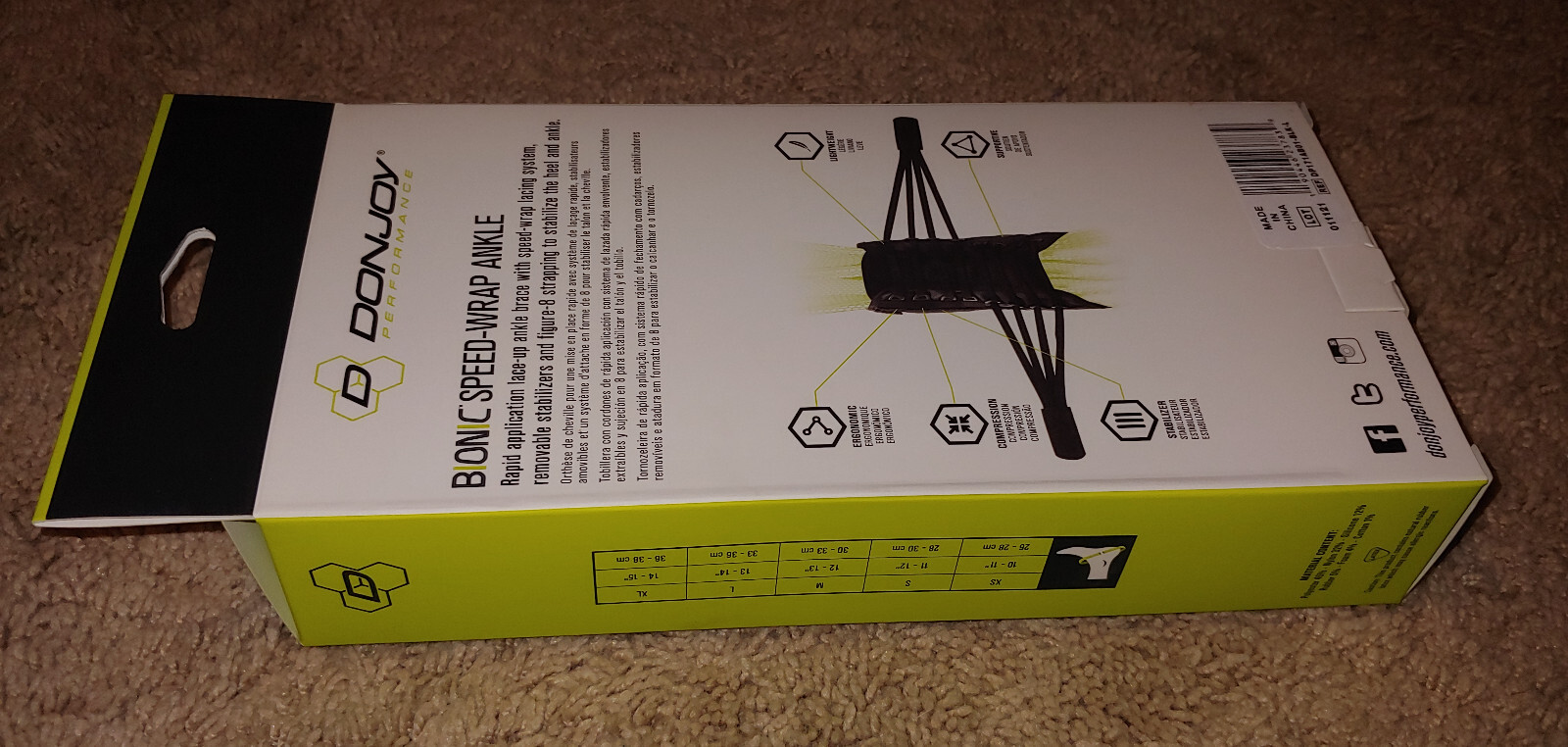DonJoy Bionic Speed Wrap Ankle Brace With Laces, SIZE Large Fits Left or Right