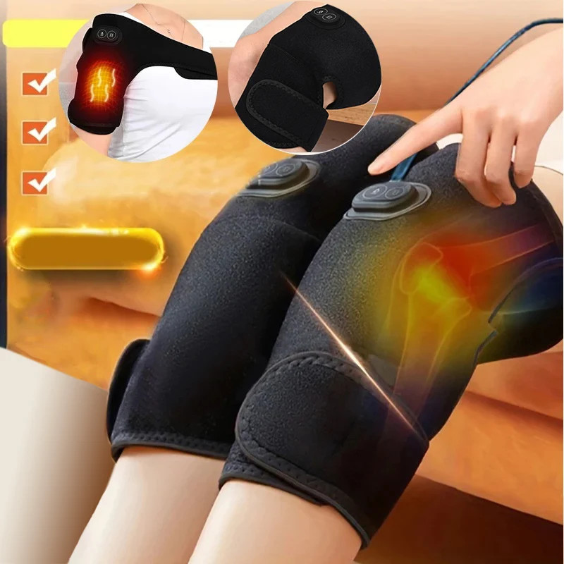 USB Electric Heated Shoulder Knee Massager Vibration Brace Heat Support Strap