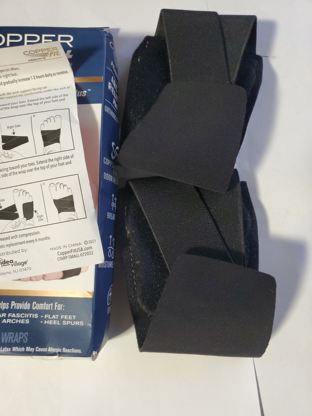 Copper Fit Health Unisex Arch Relief Plus with Built-In Orthotic Support – Black