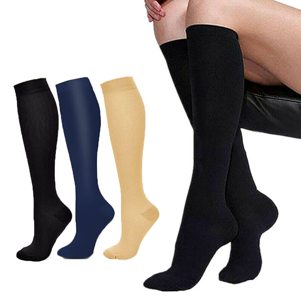 3 PAIRS Compression Socks Wide Calf Plus Size L Knee High 15-20mmHG Sports Socks