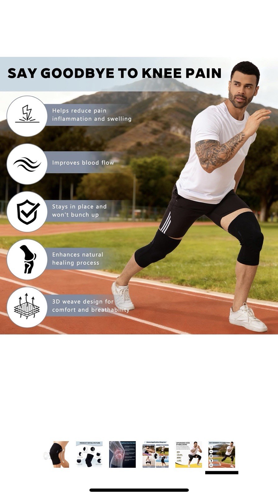Knee Brace for Men Women, Professional Knee Compression Sleeve (Black,Size:L)1p