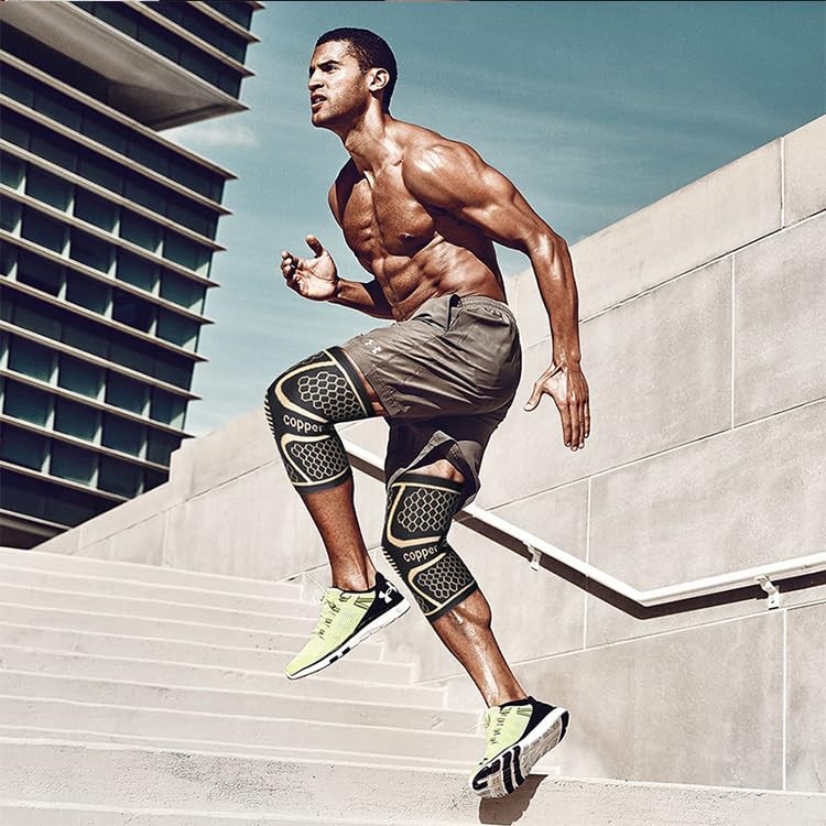 2 Pack Copper Knee Compression Sleeves Sports Support Men Women XL