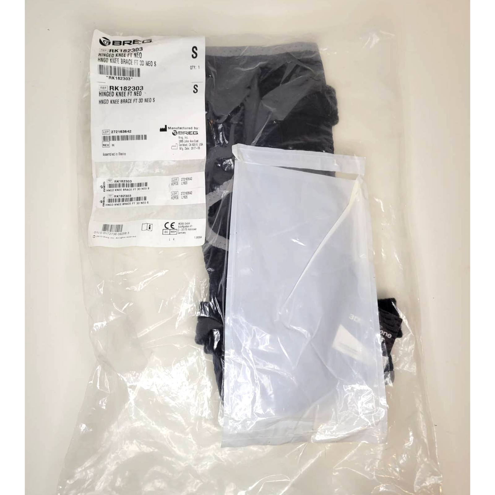 NWT Breg Hinged Knee Brace Front Thigh 3D Neoprene Small RK182303