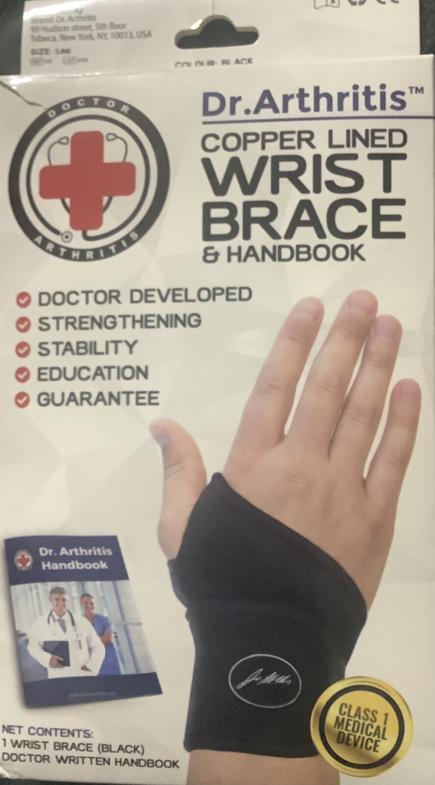 Wrist Brace And Handbook Copper Lined Class 1 Medical Device