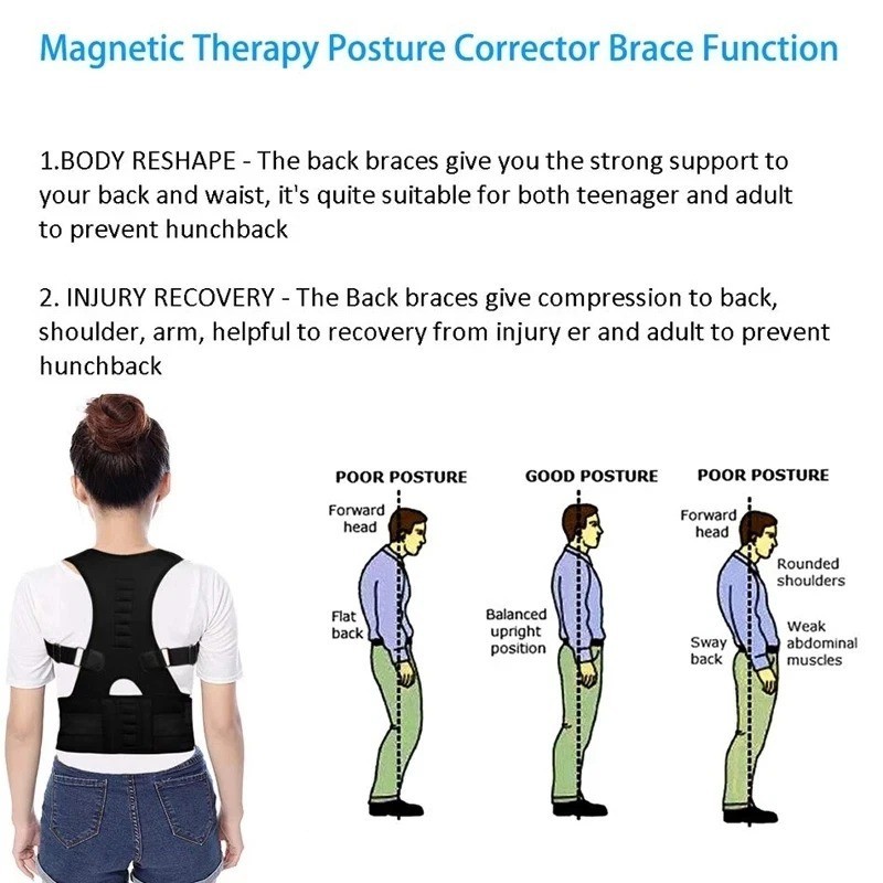 Posture Corrector Support Magnetic Back Shoulder Brace Belt Band For Men Women M