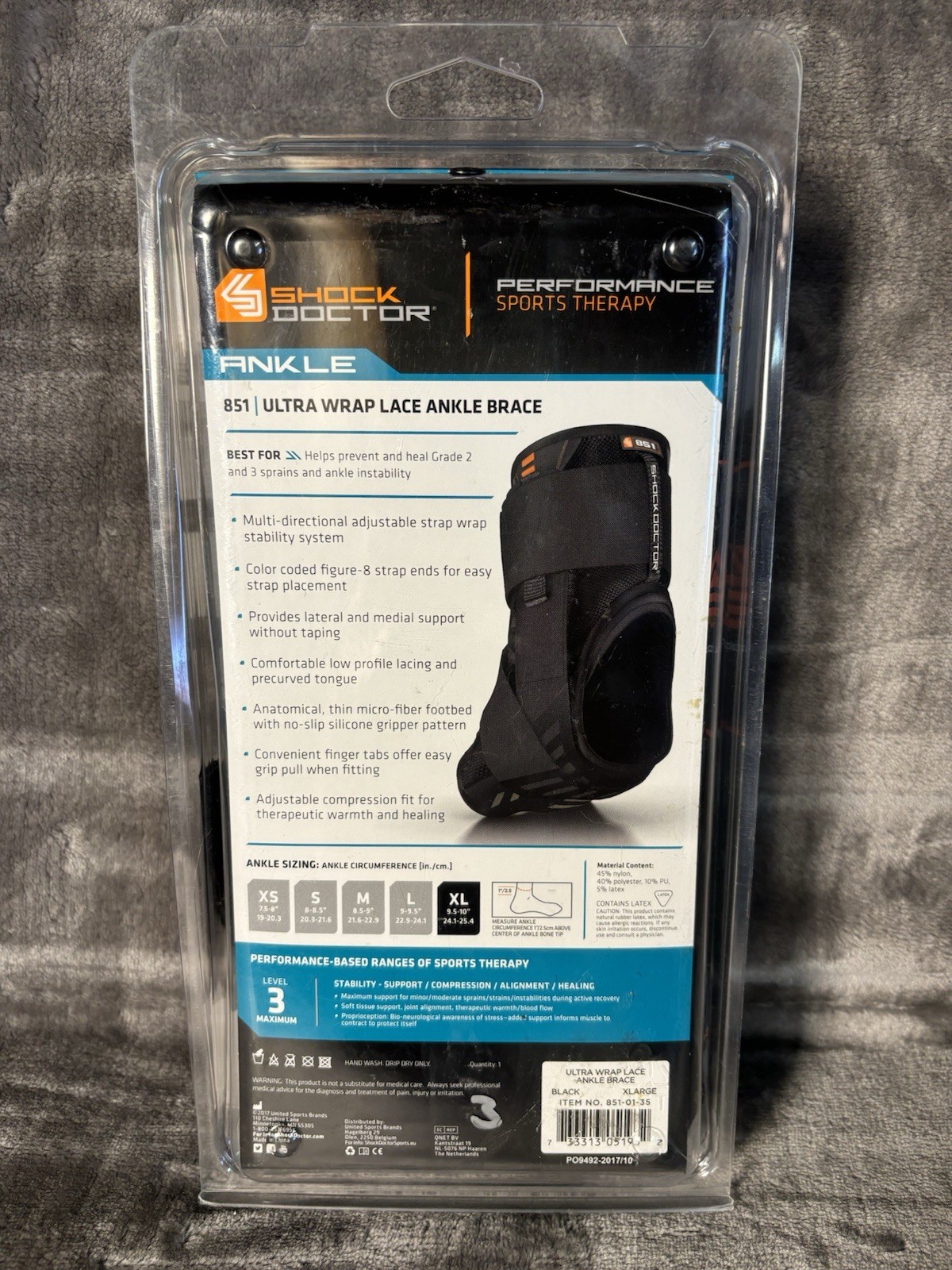 Shock Doctor Sports Therapy 851 Ultra Wrap Lace Ankle Brace Level 3 XL NEW