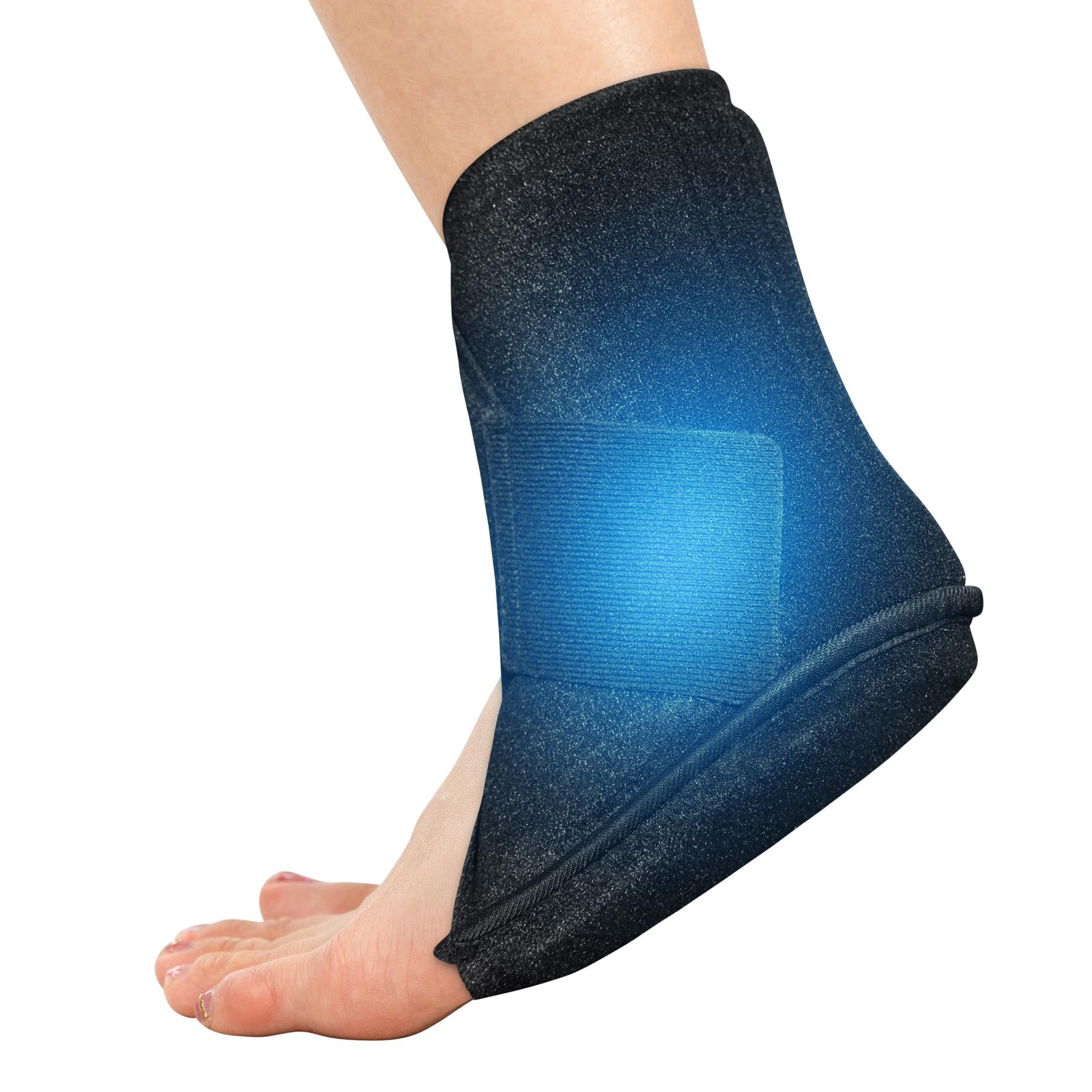 Koonie Ankle Ice Pack Wrap for Swelling, Plantar Fasciitis, Planters Black
