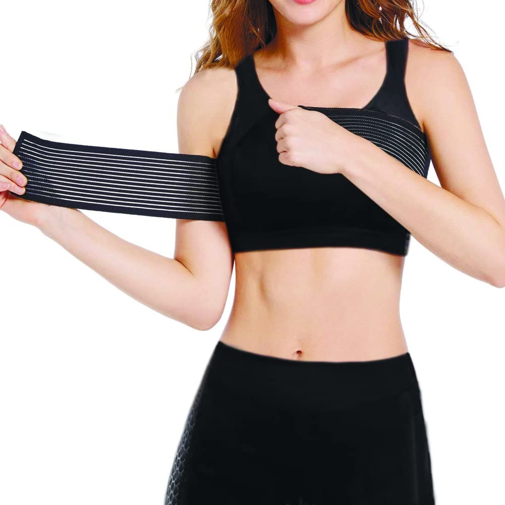Lightweight Black Breast Support Band – Post-Surgical Compression, Large Size