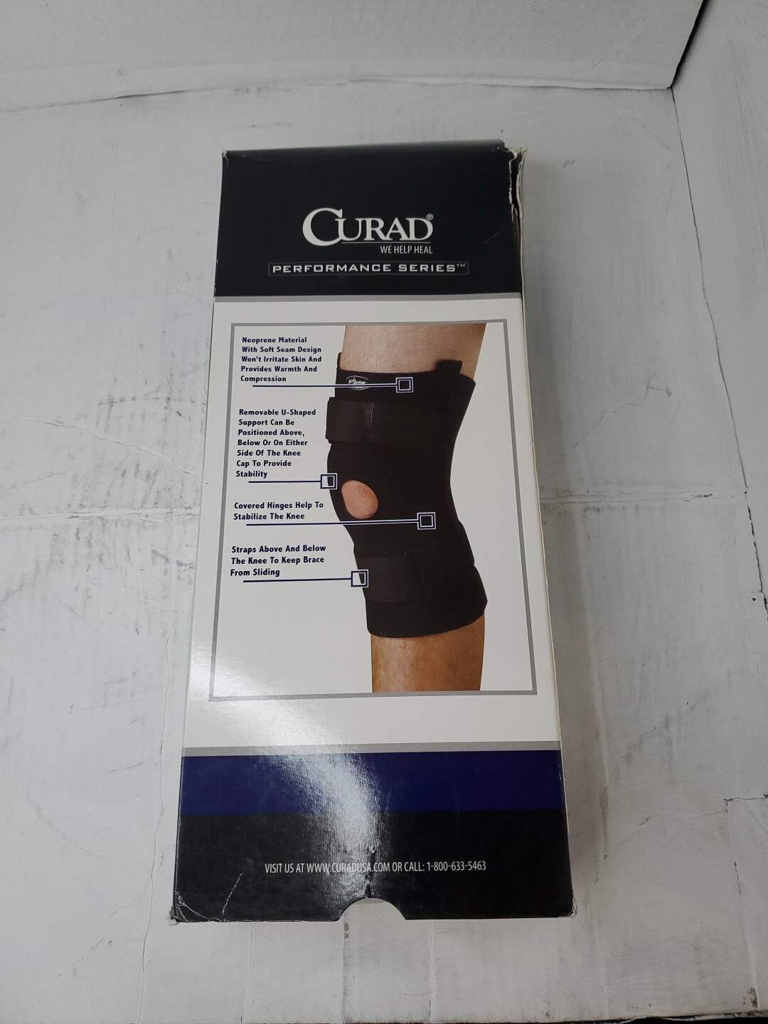 Curad Knee Support Neoprene Hinged w/U-Shaped Support Black Small