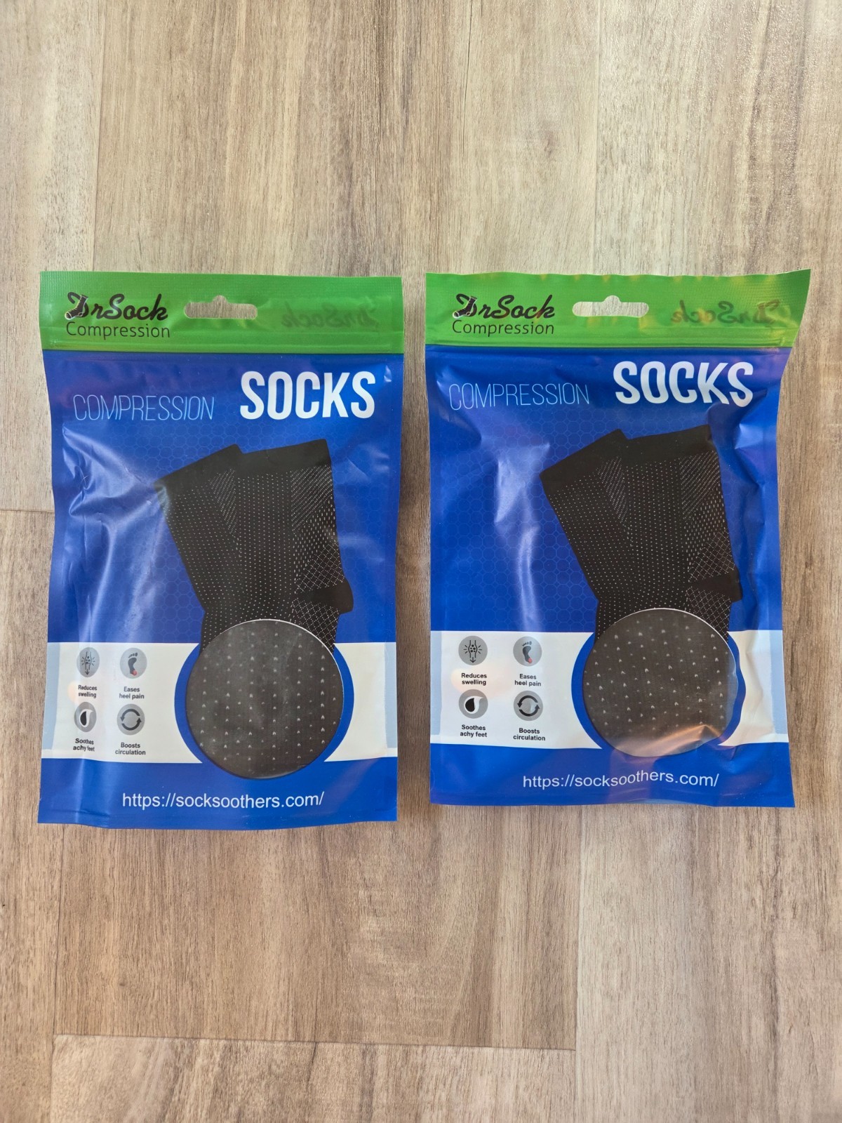 2 Pairs Dr Sock Soothers Anti Fatigue Compression Sleeve Foot Support Heel