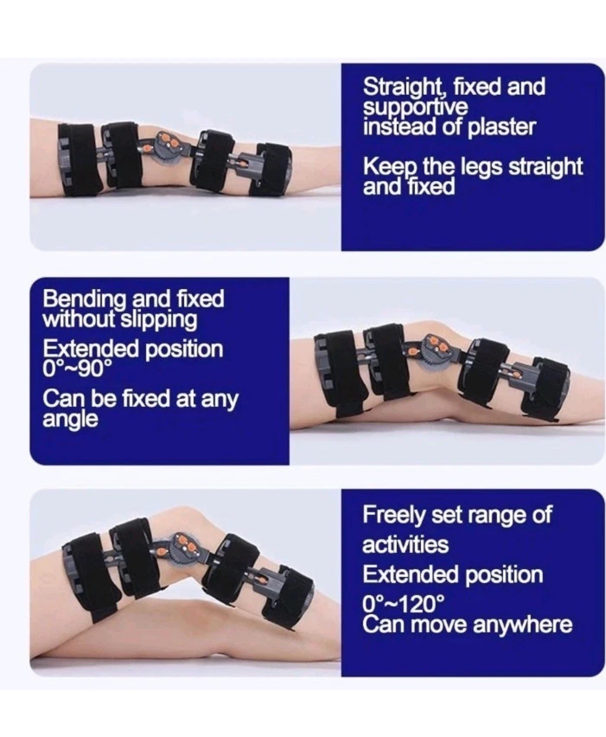 Hinged/ Locking ROM Knee Brace, 18″L Adjustable Thigh /Calf. Post Op 2863M