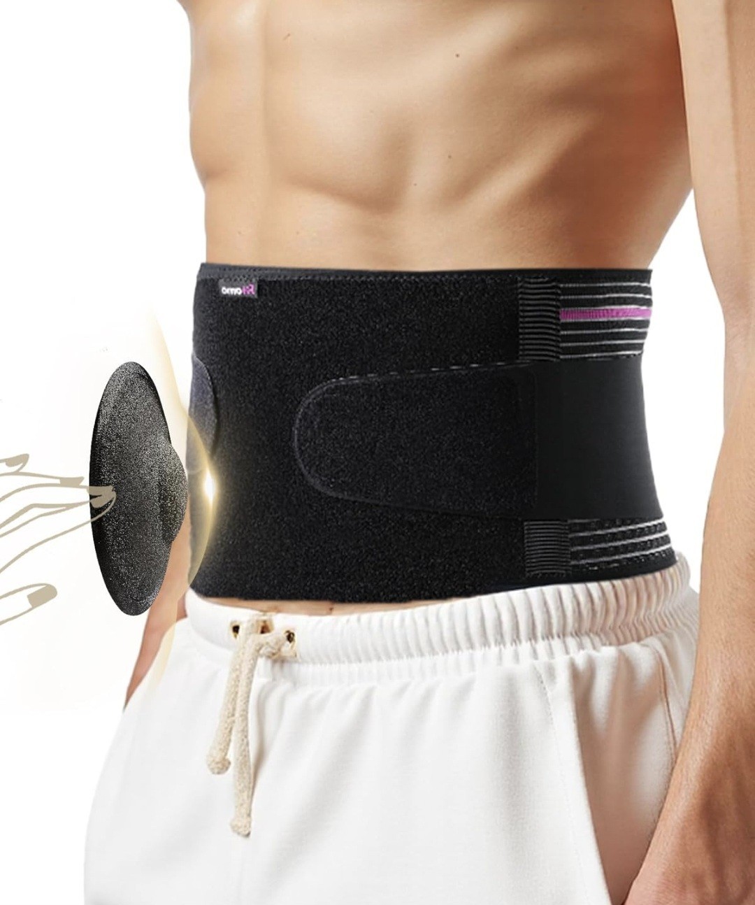 XXL Front-Wearing Umbilical Hernia Belt for Men & Women, Removable Pads