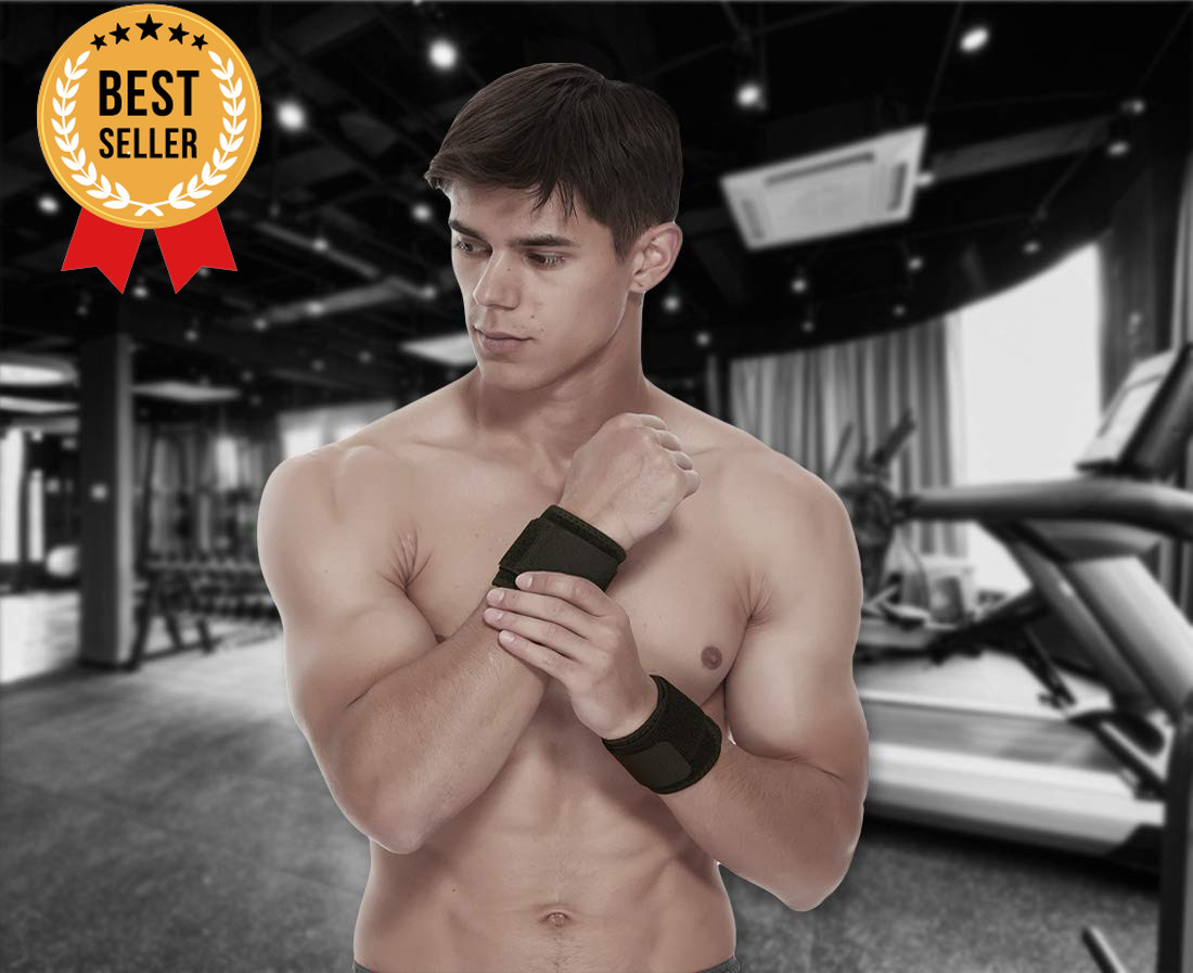 2-Pack Adjustable Wrist Brace Support Straps for Fitness Weightlifting Black