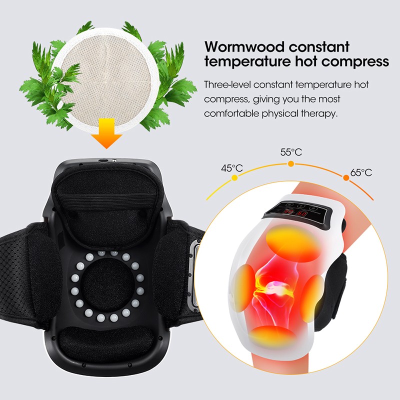 3-in-1 Cordless Knee Massager with Heat Vibration Red Light Therapy Pain Relief