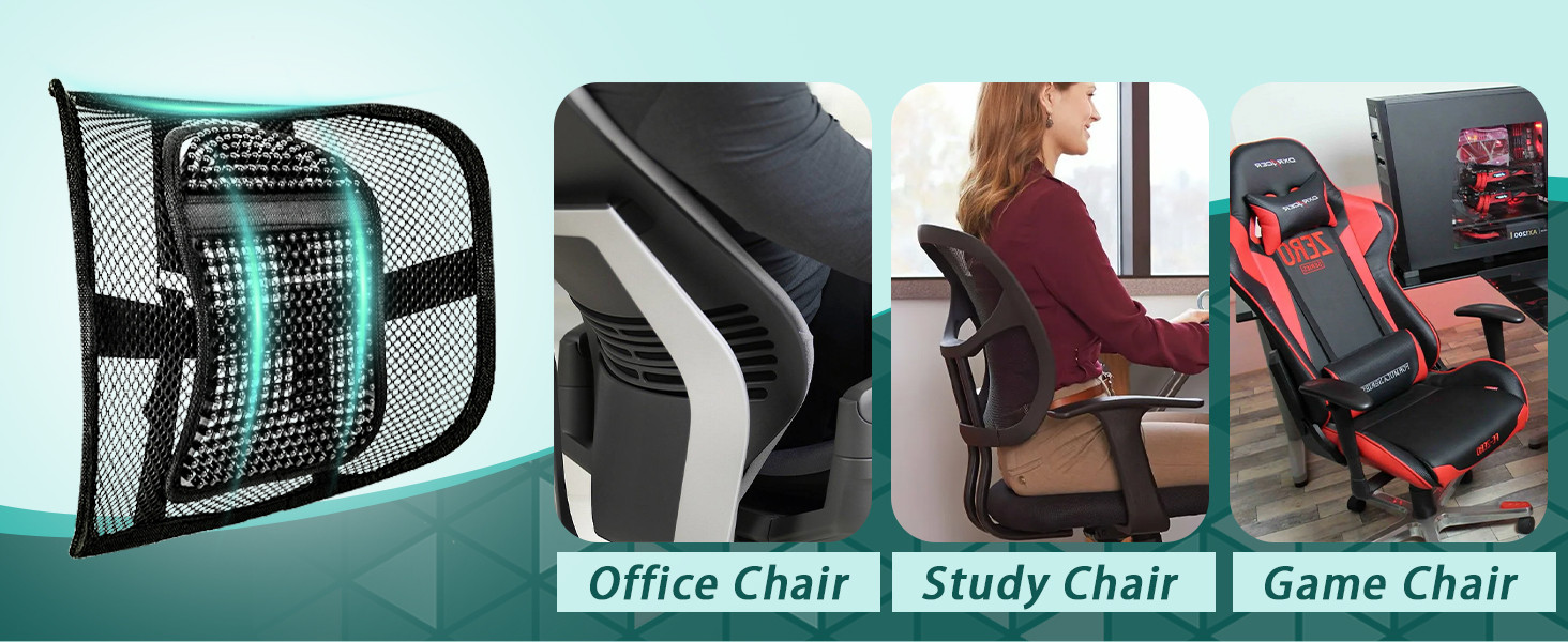 Mesh Lumbar Support for Office Chair and Car Seat | 12 x 16 Inch Breathable