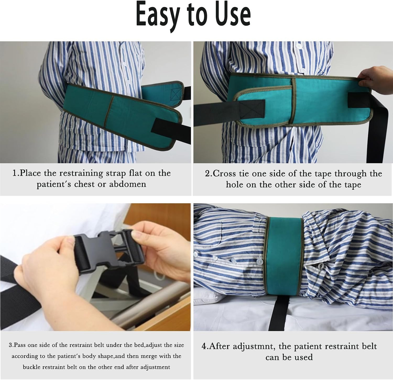 Bed Restraint Strap for Elderly, Adjustable Bed Restraint Belt Wheelchair Seat S
