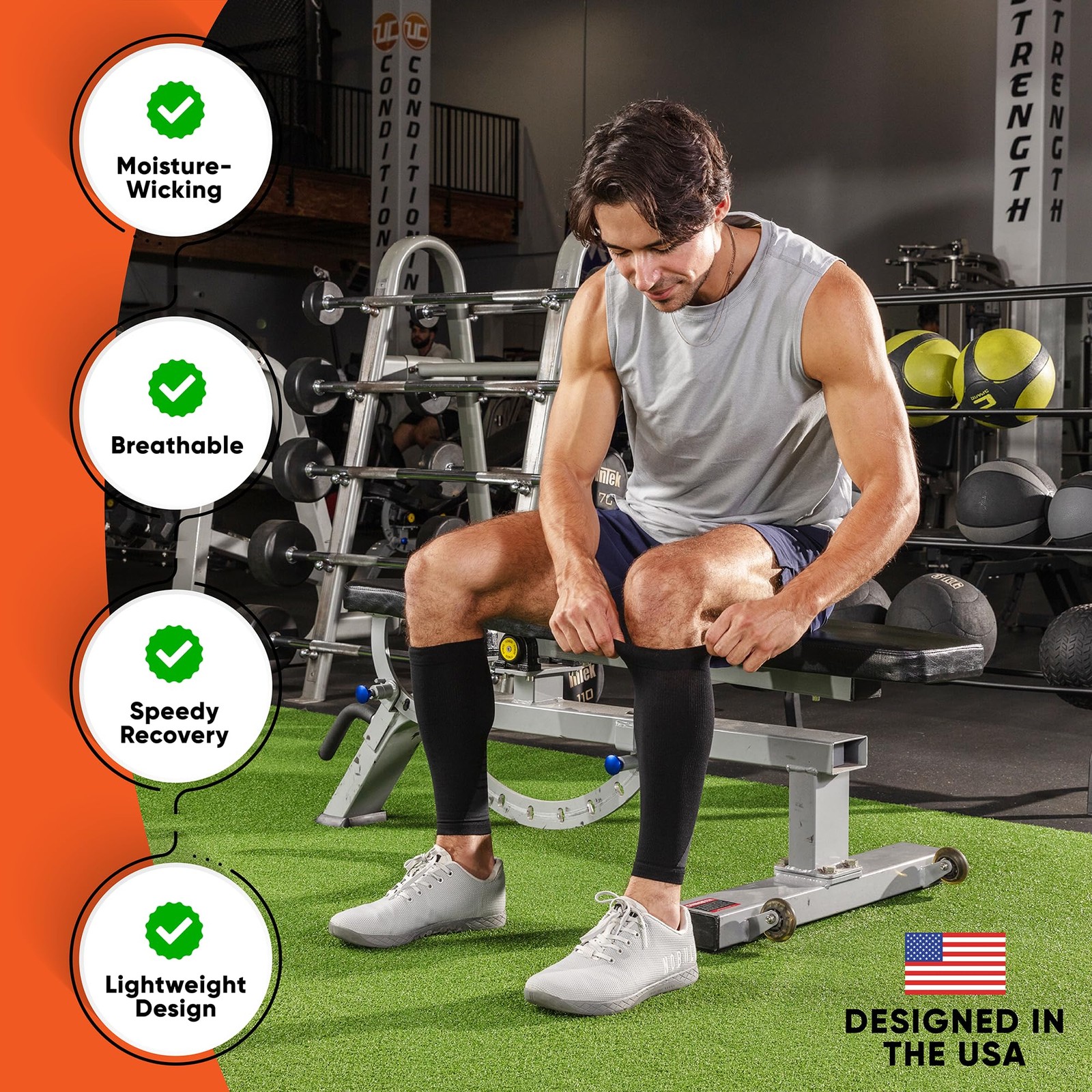 Calf Compression Sleeves for Men and Women – (1 Pair) Footless Compression So…