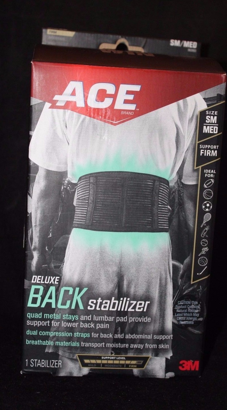 3M ACE Deluxe Back Stabilizer SMALL/MED Firm Support Level 902003 – Black/Blue