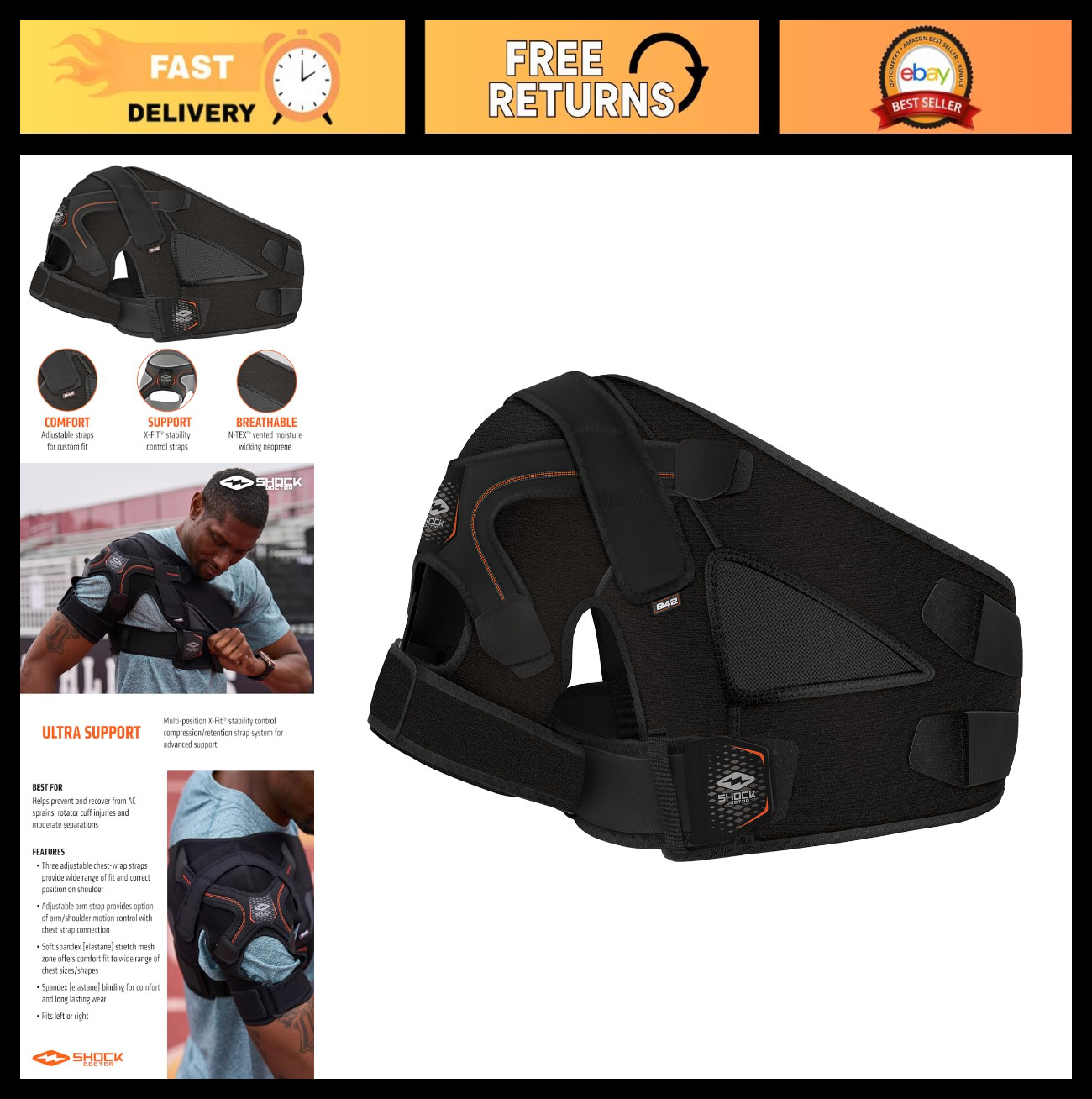 Shoulder Support Brace for Men – AC Sprains, Rotator Cuff & Moderate Separation