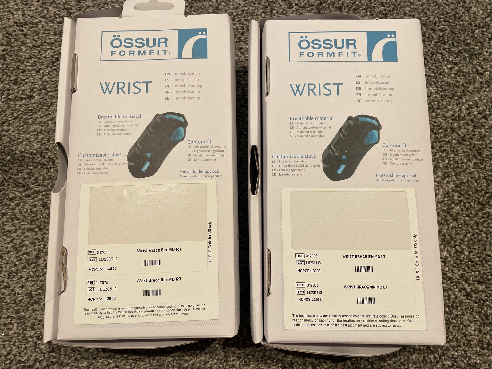 Ossur Wrist Braces 8in MD- Right And Left