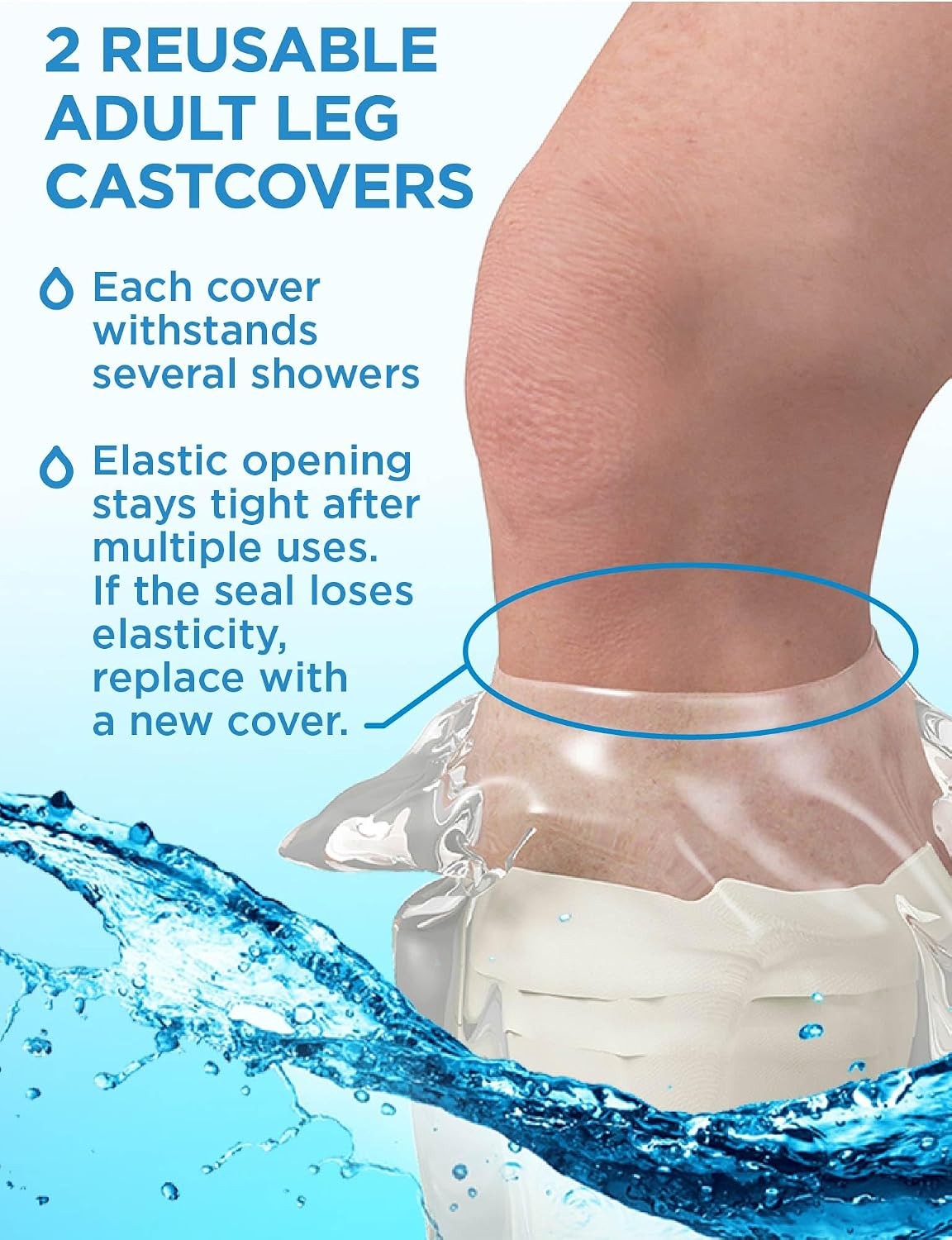 Waterproof Cast Covers for Half Leg 28″ – Reusable Cast Protection – 2pk