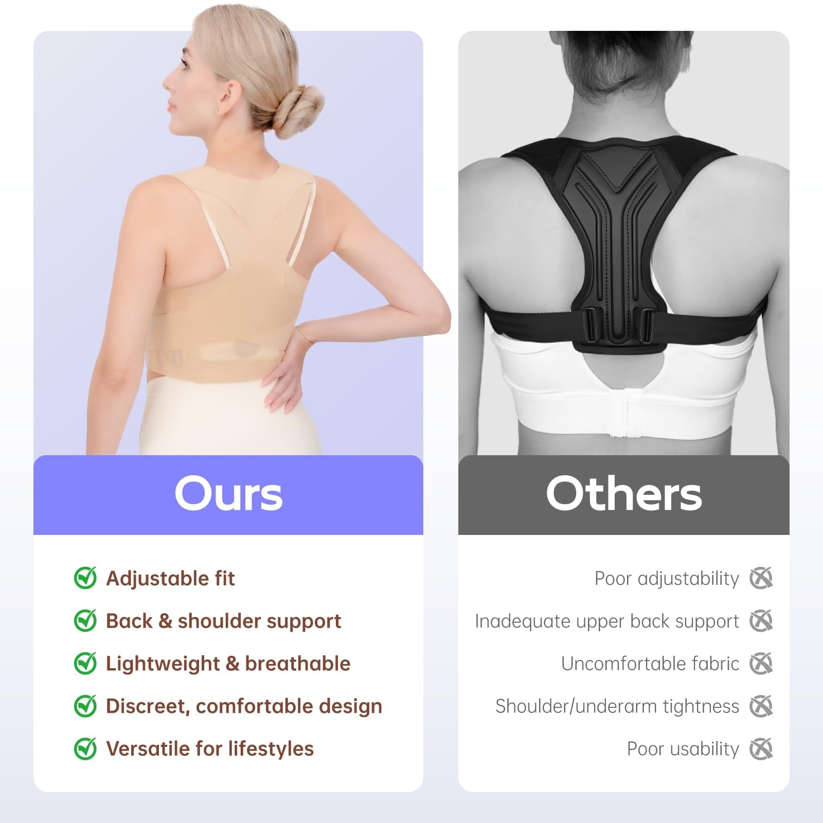 LuxuMach Posture Corrector for Women, M (Under Bust 34.3″–38.2″), Beige