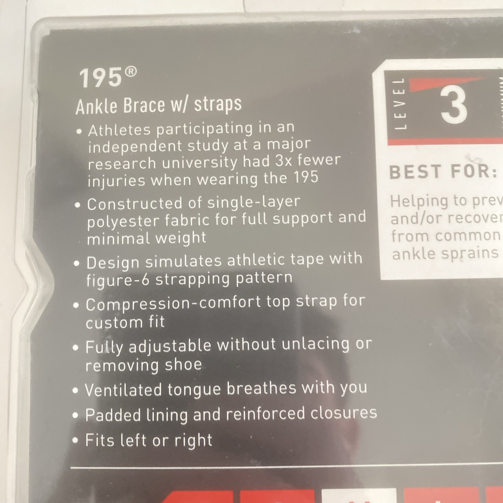 McDavid 195 Ultralight Level 3 Ankle Brace with Straps/Black (Brand New) Sz. M