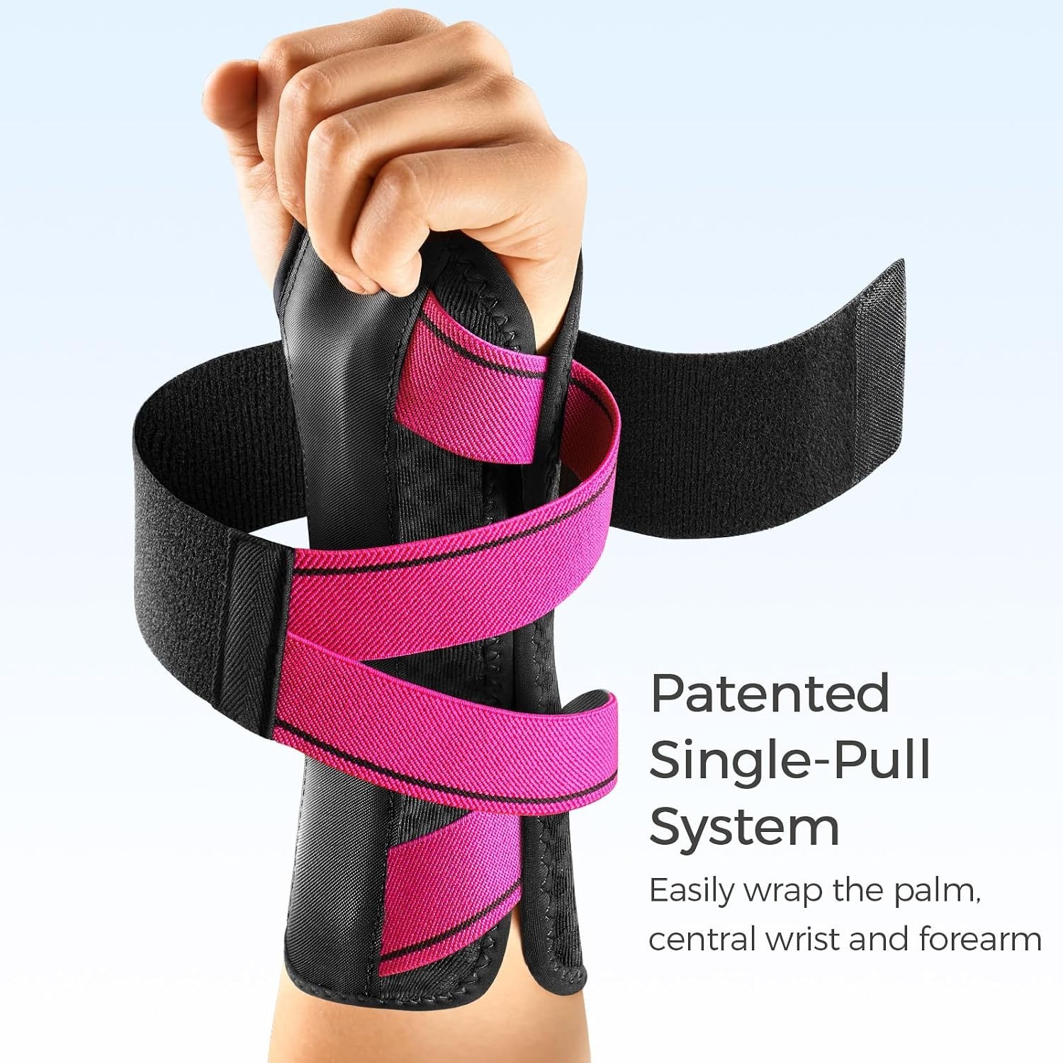 Adjustable Carpal Tunnel Wrist Brace – Night Support for Pain Relief, Pink/Black